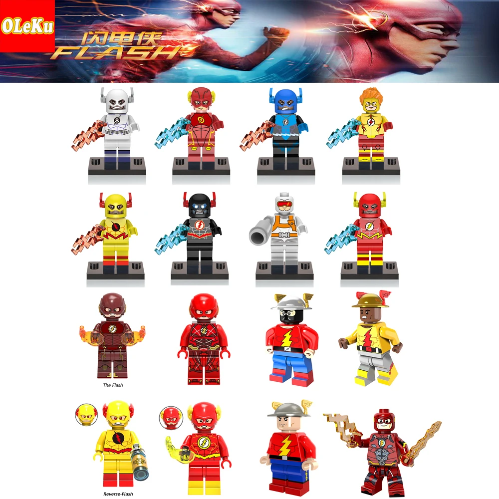 

DC Flash Super Heroes Red Yellow Black Flash Jesse Quick Punisher Captain Britain Building Blocks Children Toys figures