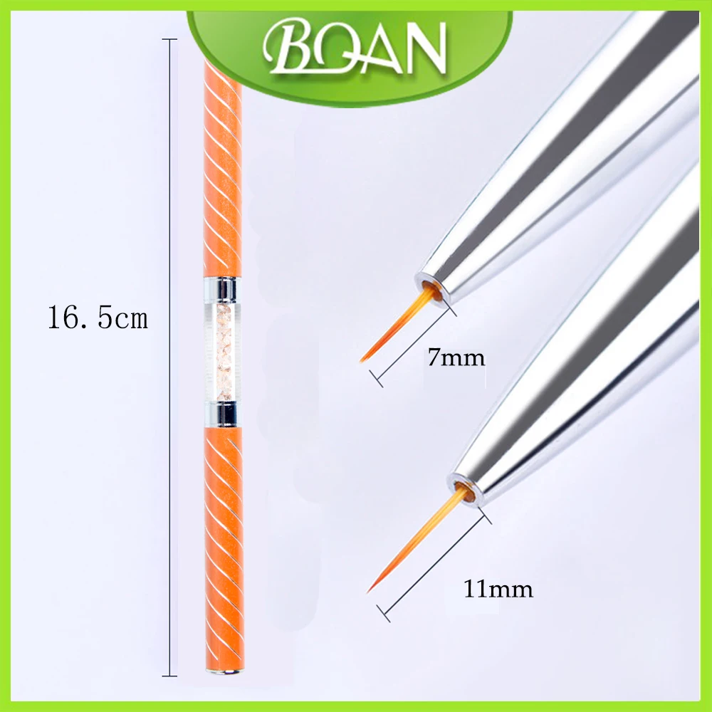 BQAN 1 шт. двойная головка Хрустальная ручка 7 мм и 11 мм кисть для рисования Лайнер Кисть гелевая ручка для ногтей прозрачный арт для ногтей маникюрные инструменты