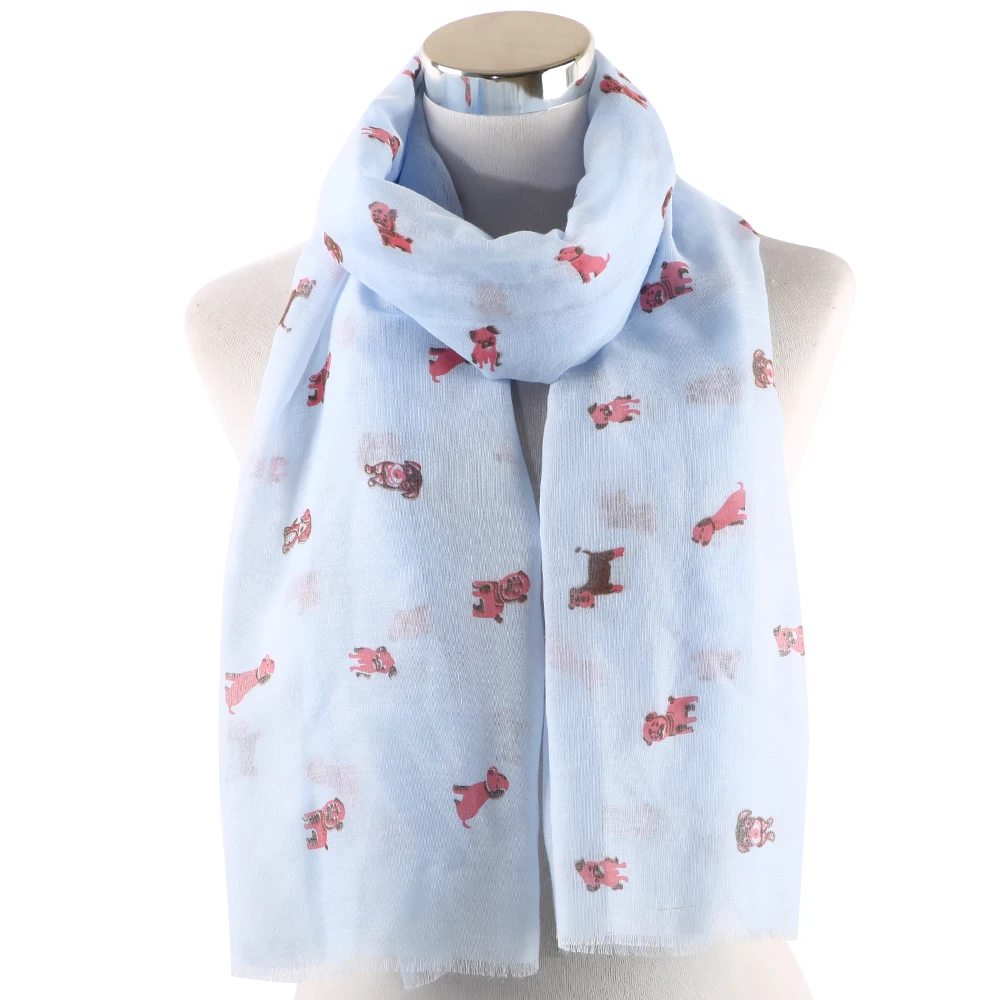 Women Fashion Ladies Dog Animal Printed Soft Chiffon Shawl Wraps Scarf Scarves