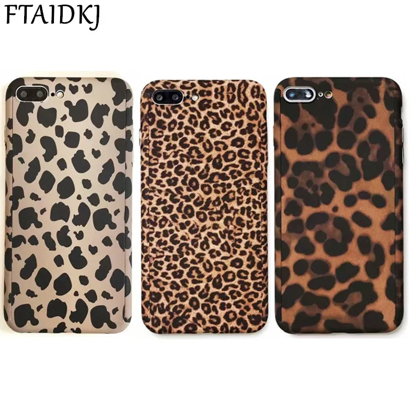 

FTAIDKJ Marble Leopard Print 360 Degree Full Body Protection Phone Case For iPhone XS Max XR X 7 6 6S 8 Plus 5 5S SE Hard Coque