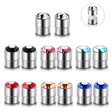 2 шт./лот, магнитные серьги-гвоздики из стального горного хрусталя без проколов, магнитные серьги-гвоздики для ушей унисекс, поддельные затычки для ушей, кольца для носа и губ, 6 мм