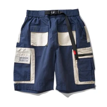 Мужские шорты Карго с вышитыми буквами летние прямые шорты для тренировок хип хоп Уличная шнурок длиной до колена