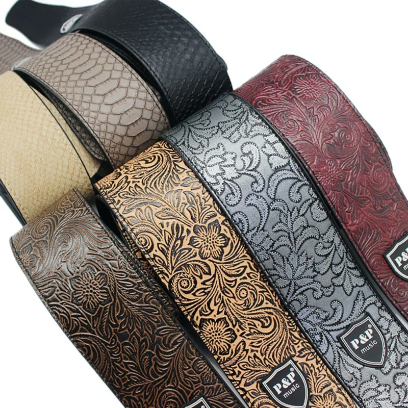 

High quality Guitar Parts Widen Electric Guitar Strap Crocodile Snake Skin Embossed PU leather Acoustic Guitar Belt Bass Strap