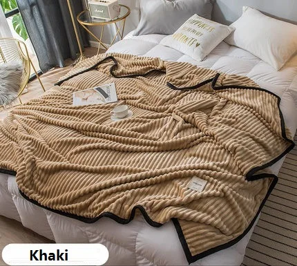 Мягкое Полосатое одеяло s для кроватей, Фланелевое Флисовое одеяло в клетку, кондиционер, покрывало, постельное белье, покрывало mantas para cama - Цвет: Khaki