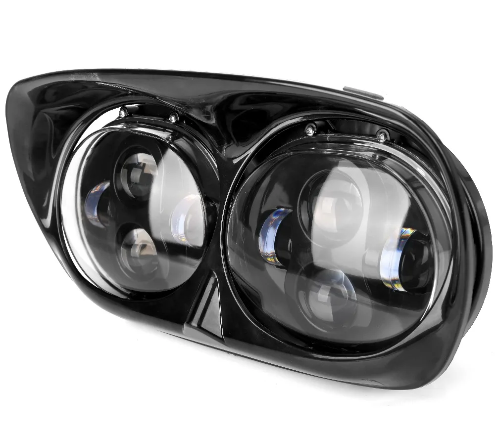 

5" fat bob headlight Twins double Headlamp Motorcycle Projector Daymaker LED Light Bulb H4 Hi/Lo For Harley Fat Bob 4X4