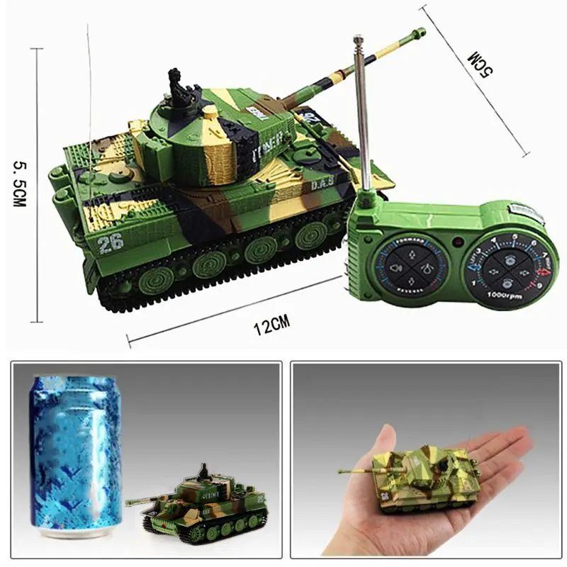 

HBB 1:72 German Tiger I Panzer Tank Remote Control Mini RC Tank With Sound Rotating Turret Recoil Action for Kids Toys