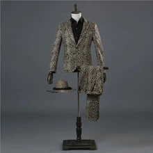 Настоящая мужская леопардовая стильная уличная куртка для выступления/вечерние/танцевальные/Поющие/сценические представления/куртка и брюки и шляпа