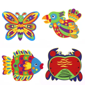 

4 pcs pack cloth art paste painting children's nonwoven fabric manual DIY kindergarten parent handmade material girls toys BS72