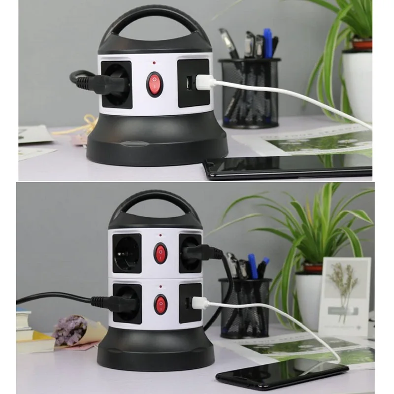 com 2 portas usb, tomada padrão ue, 3 7 11 entradas ac