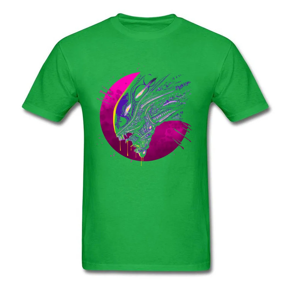 Psychedelic alien Pure Cotton Tops Shirts for Men Funny T Shirts Cool Prevailing Round Neck Tee Shirts Short Sleeve Psychedelic alien green