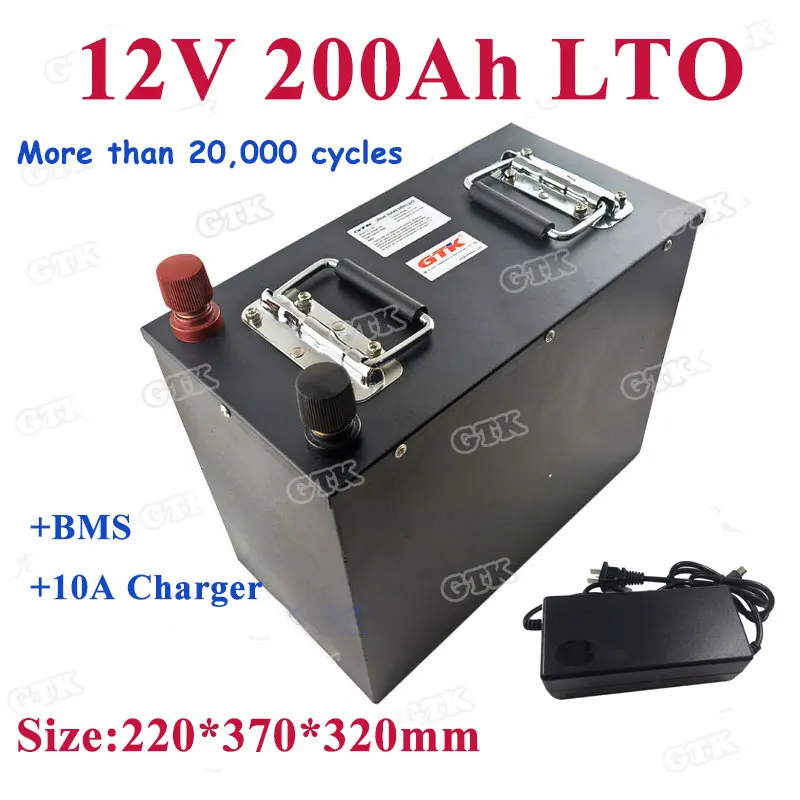 

Large capacity 12v 200Ah Lithium titanate 12v LTO battery pack with BMS for refrigerator/auto car/inverter vehicle+10A Charger