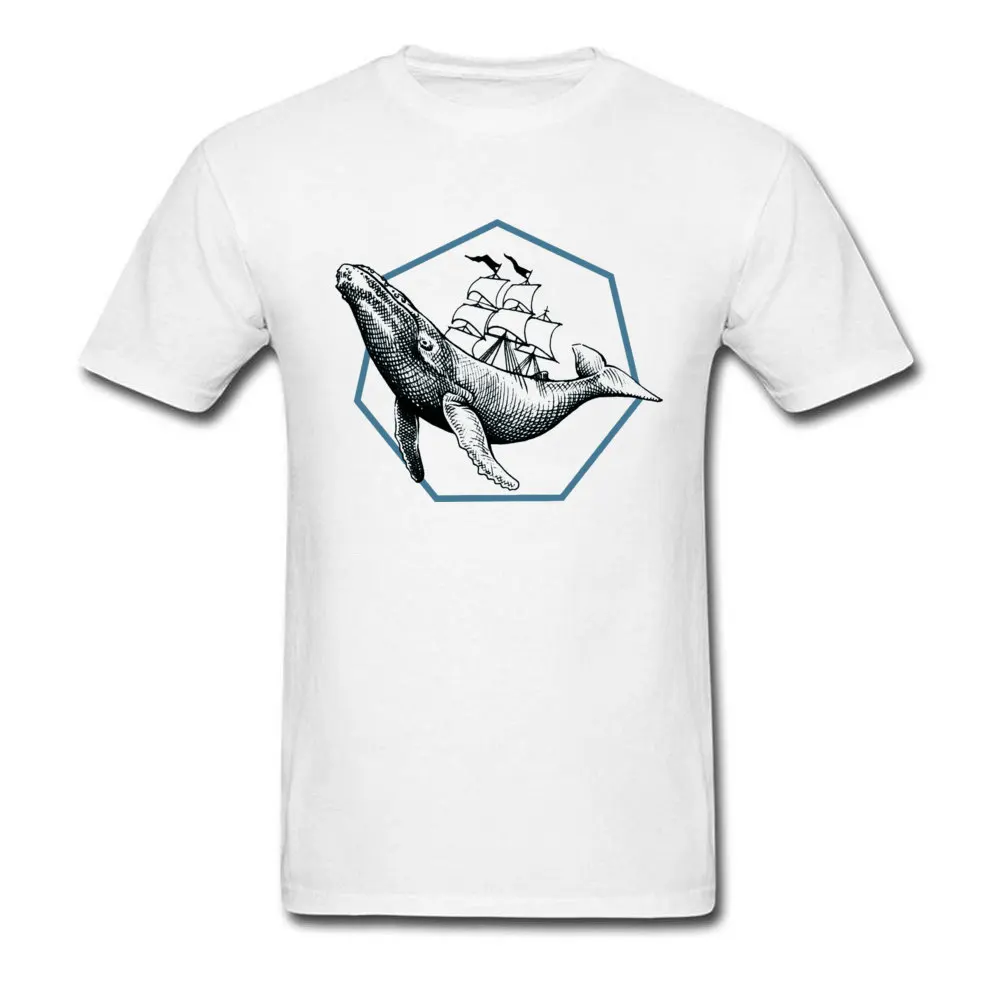 Blue whale 16244 T Shirt Short Sleeve Design Retro Men VALENTINE DAY Tops Shirt Design Tee-Shirt O-Neck 100% Cotton Blue whale 16244 white