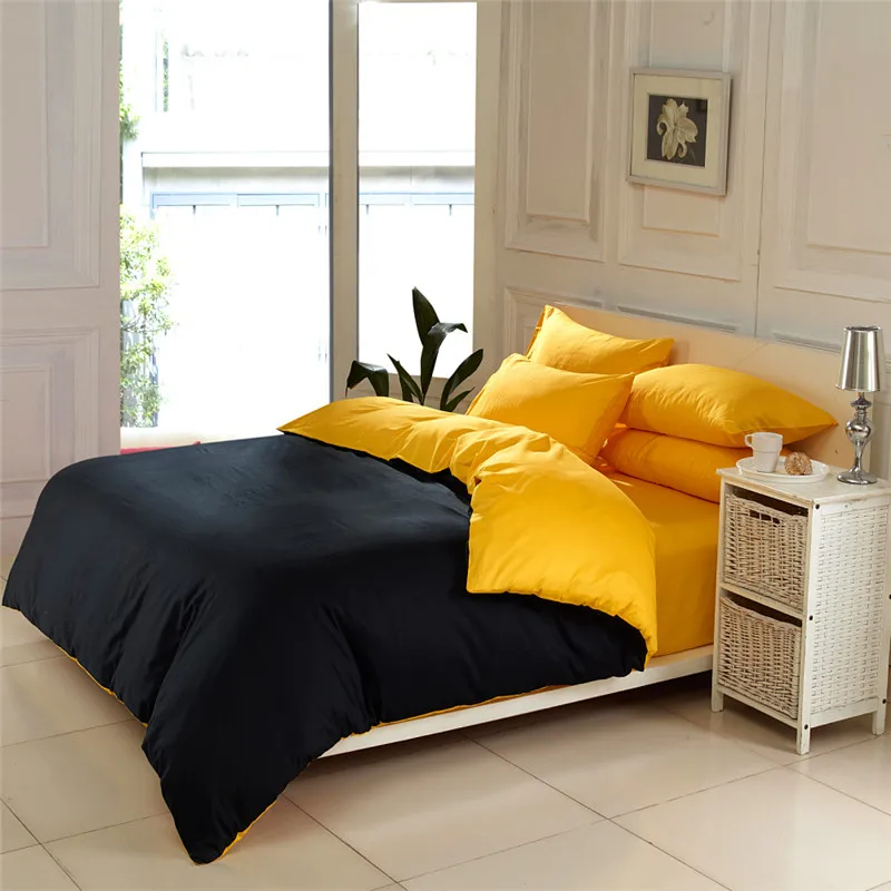 

CONTRAST COLOR Solid Color Bedding Sets Queen King Size Duvet Cover Bed Sheets Modern Minimalist Design Cotton Bedroom Sets