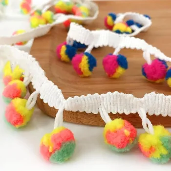 

10yard / Three - color hand - sewn color decoration tassel right angle ball ball hair lace clothing accessories accessories lace
