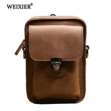 Men PU Leather Flap Business Office Mobile Phone Waist Pack Male Mini Shoulder Bag Leisure Sling Bag Small Pocket Wholesale