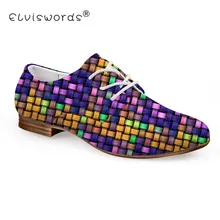 ELVISWORD/разноцветные туфли на плоской подошве с принтом в клетку; женские кожаные туфли с круглым носком; женская обувь; офисные туфли-оксфорды