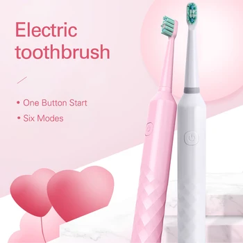 

6 Functions Electric Toothbrush for Adults Children with 4 DuPont Antibacterial Brush Heads Battery Type Sonic Teeth Tooth Brush