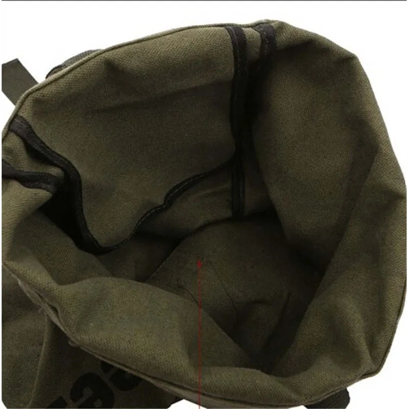  Outdoors Canvas Military Backpack Camping Hiking Rucksack Women Men Bag Bucket Drawstring Travel Ru - 32594821037