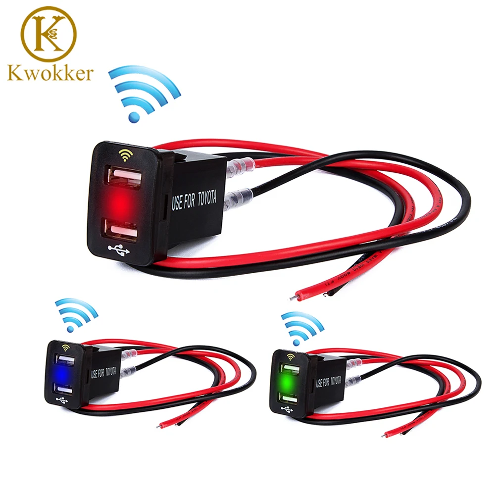 

Fast Car Charger For Toyota DC 12-24V Dual Port USB Fast Charging LED Display 4.2A Car Charger Adapter Bluetooth Positioning
