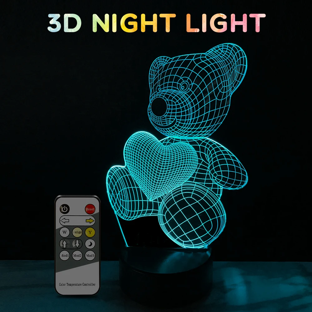 3D иллюзия светодиодная лампа 7 цветов Светодиодная лампа украшение животное ночник сенсорный спальный ночник для стола лампа подарки для мальчиков