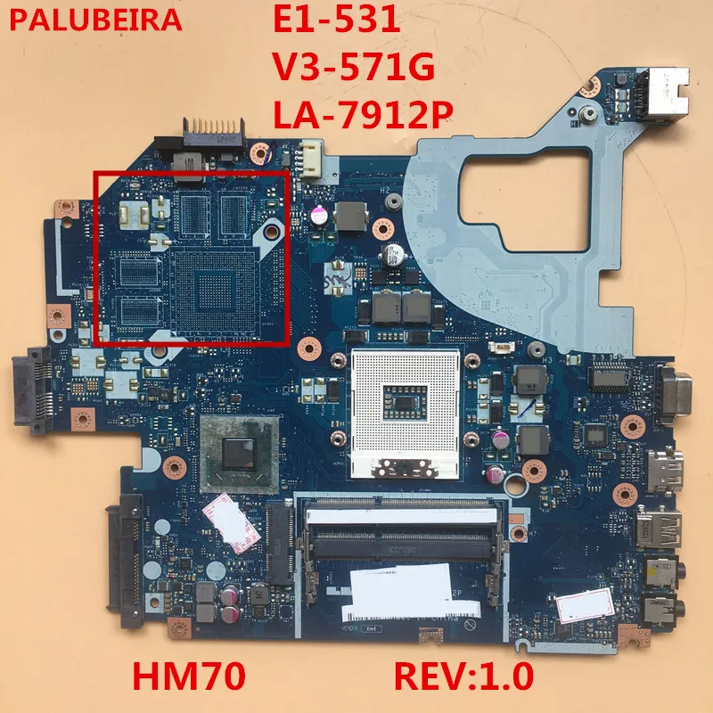 

PALUBEIRA laptop motherboard for ACER aspire E1-531 Q5WVH LA-7912P HM70 REV:1.0 DDR3 100% tested fully work