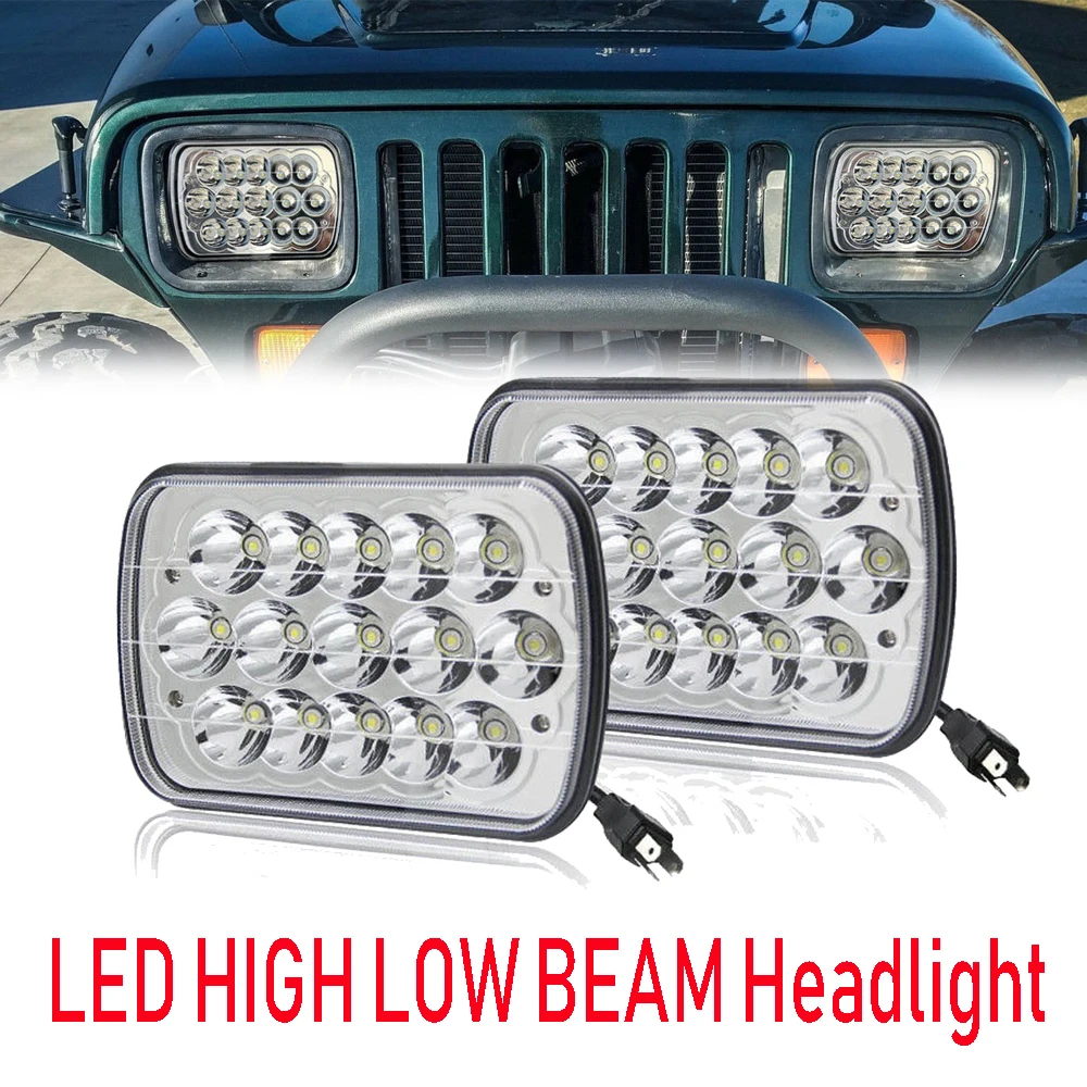 2Pcs 5X7 7X6 Proyector De LED Faro Conjunto Sealed Beam Bombilla Del Faro Del Campo A Trav/és Para Jeep Cherokee XJ Nissan Motocicleta,Negro