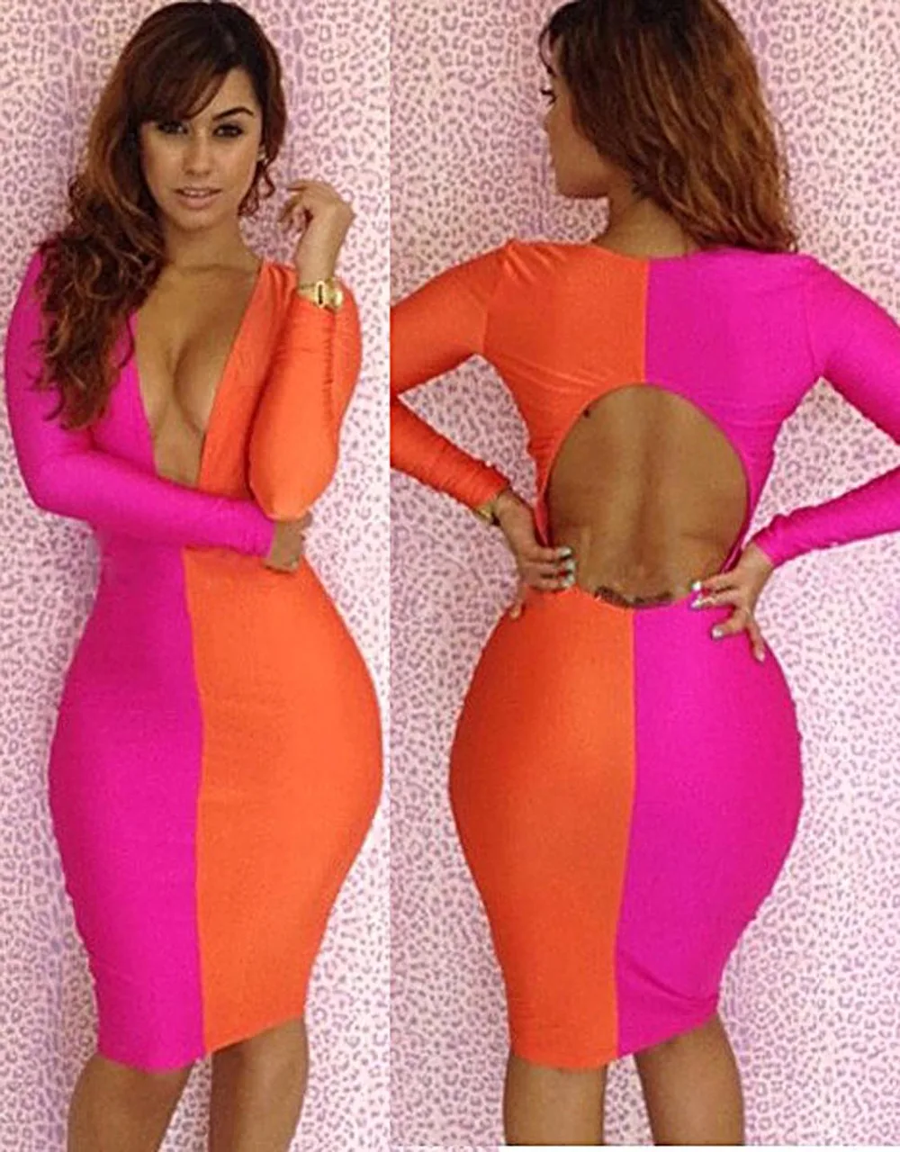 

Sexy Autumn Style Deep V-neck Club Wear Dress 2017 Fashion Long Sleeve Hips Wrapped Sheath Party Club Dresses Women