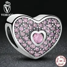 Regalo de la navidad de Los Encantos Fit Pandora Original Pulsera Collar de Pura Plata Esterlina 925 Del Amor Rosado de Lujo CZ Beads S132