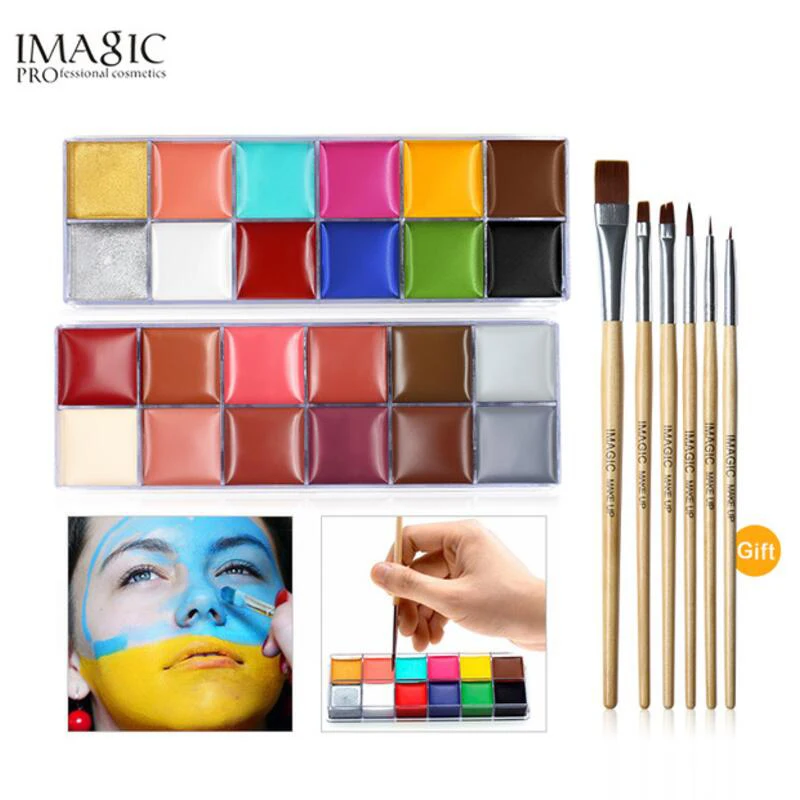

Face Body paint Oil Painting Tattoo Art IMAGIC 12 Colors pigment Halloween Makeup Party Fancy Dress Clown Makeup Painting