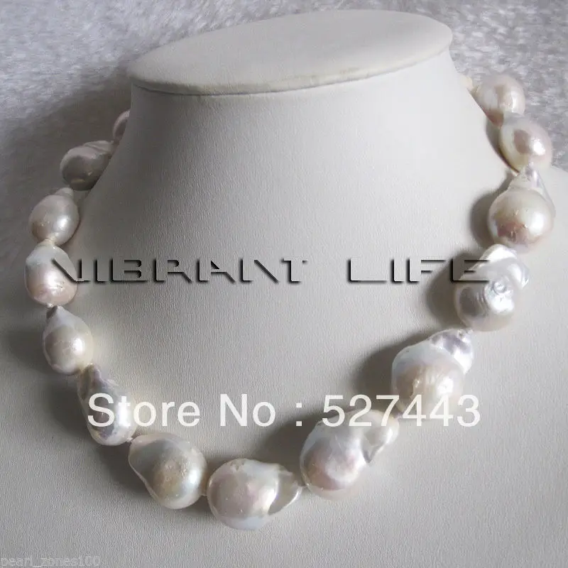 

Wholesale free shipping >>18" 13-25mm White Nuclear Freshwater Pearl Necklace Jewelry