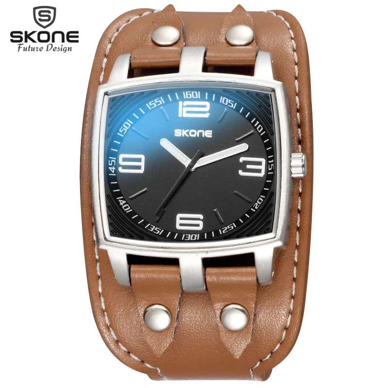 

SKONE Men's Sports Quartz Watches Mens Watches Top Brand Luxury Leather Wristwatches Relogio Masculino Men Unique Watches 2016