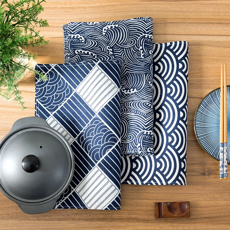 Kitchen Table Mats Cotton Linen Table Napkin Double Layer Totem Pattern Decorative Placemats Rectangular Anti-scalding Pad
