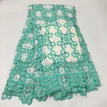 

Cotton African Net Lace Fabric 2019 High Quality French Water Soluble Embroidery With Beads Guipure Lace Fabrics 5 Yards A1550