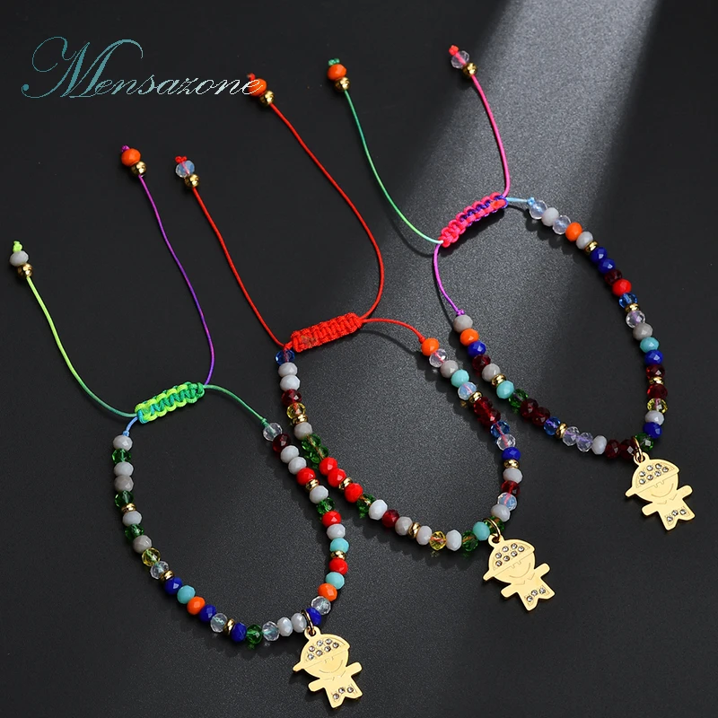 MENSAZONE Handmade Beaded Bracelets & Bangles Cute Baby Boy CZ Stone