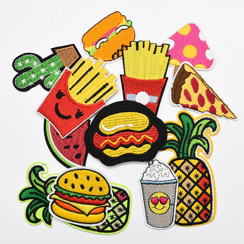 12 Pcs/lot Fruits Patches Embroidery Iron on Patch for Clothing DIY