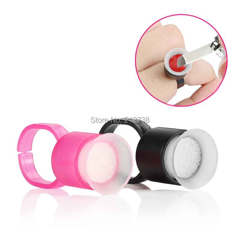

50pcs Black/Pink Microblading Pigment Glue Ink Rings Sponge Cups Caps Permanent Makeup Tattoo Medium Holder Free Shipping-C0