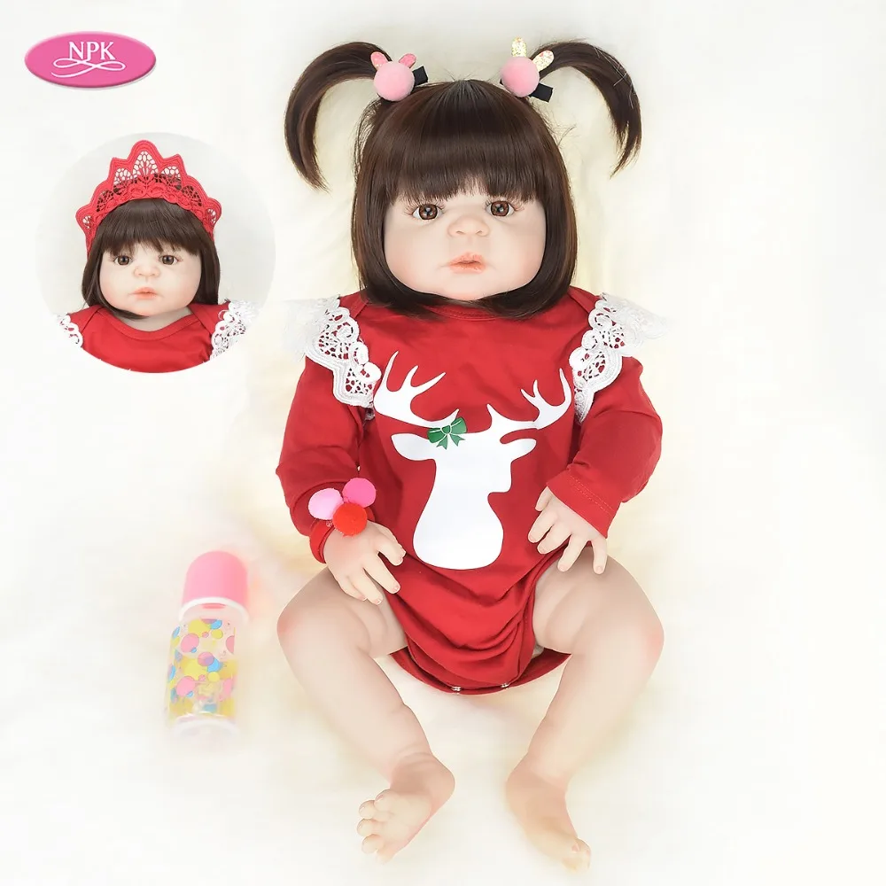 

NPK 55CM Reborn Full Silicone Body Baby Dolls Bath Toys for Girl Vinyl Newborn Princess Lifelike Babies Doll Realistic Bonecas