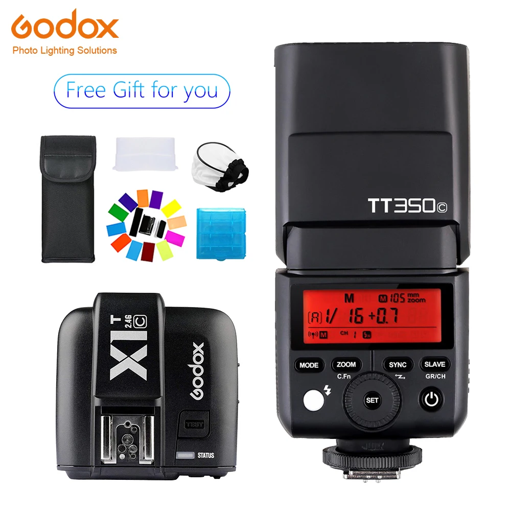 

Godox TT350 Mini TT350C Speedlite flash TTL 2.4G+X1T-C Transmitter Wireless Flash Trigge for Canon Camera 1100D 1000D 7D 6D 60D