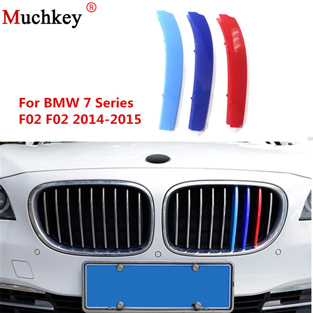 

3D M Styling Car Front Grille Trim Strips Grill Cover Sticker for BMW 7 Series F01 F02 740i 740Li 750i 760i 2014 2015 9 Grilles