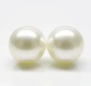 

Free shipping Jew.0037 SHINING!RARE WHITE 2PS ROUND 12-12.5MM LOOSE SOUTH SEA PEARL