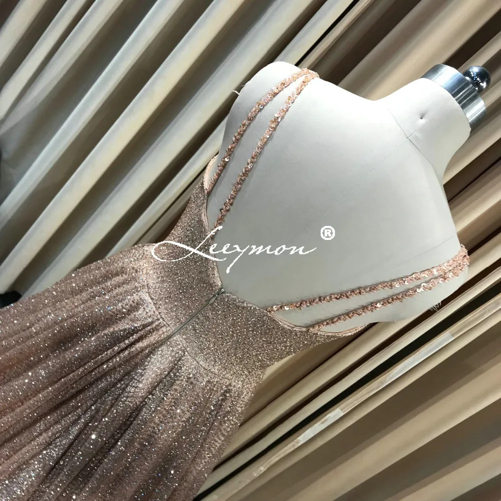 Leeymon 2019 На Заказ Сексуальный Блеск Спагетти Ремни Спинки A Line Платье Выпускного