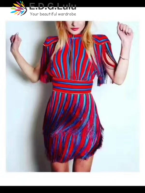 

mini dress chic sexy casual beach party elegant short colorful tassel fashion 2018 summer women female Free Shipping tank