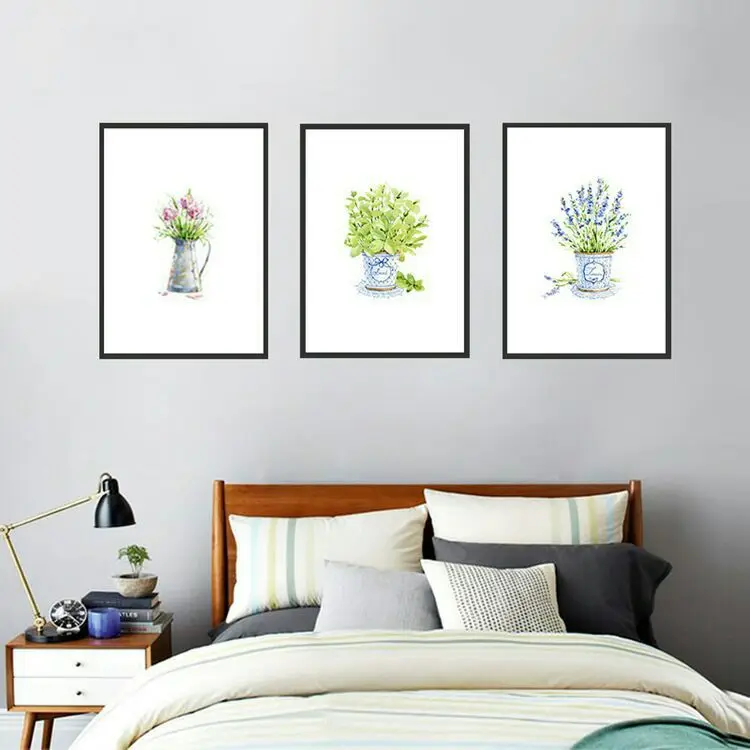 

Nordic Home Decor Painting Plant Green Leaf Wall Art Wall Pictures for Living Room Garden Decoration Art Set Posters and Prints