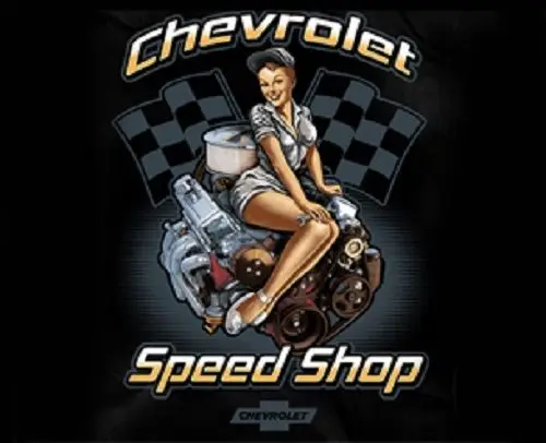 Летняя крутая футболка 2019 для Chevrolet Speed Shop черная с надписью Pin Up и флагами гонок