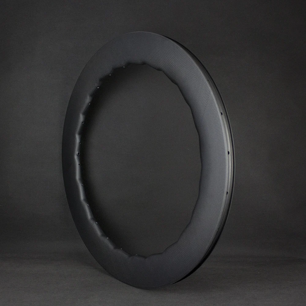 Excellent Free Shipping 24/24 3K 700c Aerodynamic Sawtooth Carbon Road Disc Brake Rims Clincher/Tubeless Tubular Without Brake Track 1