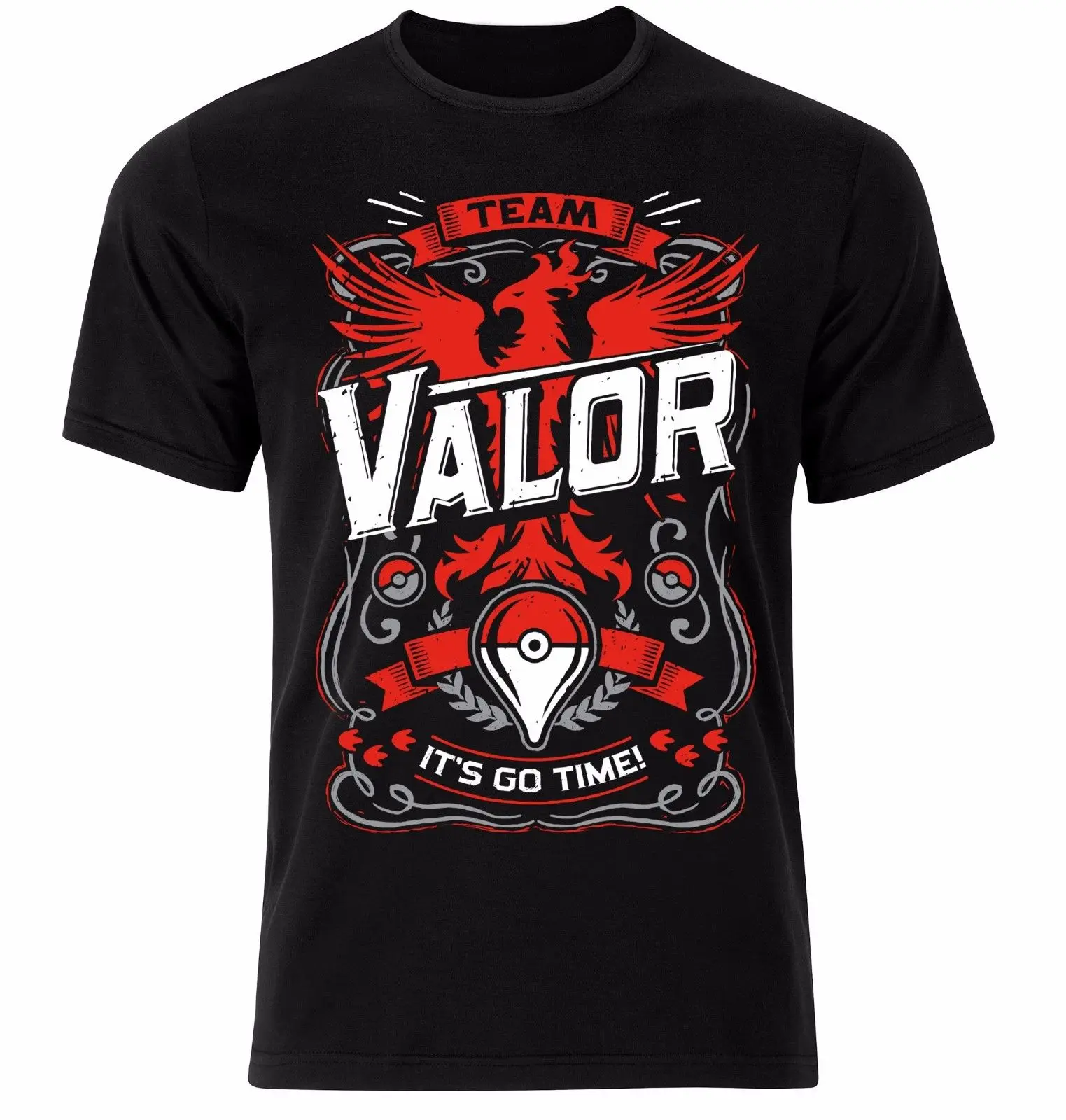 

POKEMON TEAM VALOR ITS GO TIME UNISEX BLACK CLASSIC GAMERS PH2 T-SHIRT 100% Cotton Short Sleeve O-Neck Tops Tee Shirts 2018