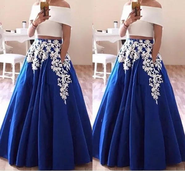 white crop top with blue skirt