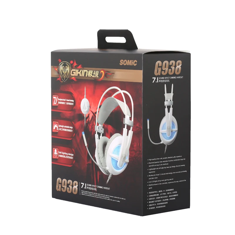 Somic G938 Gamer наушники 7 1 Virtual Surround Sound USB игровая гарнитура с микрофоном объем