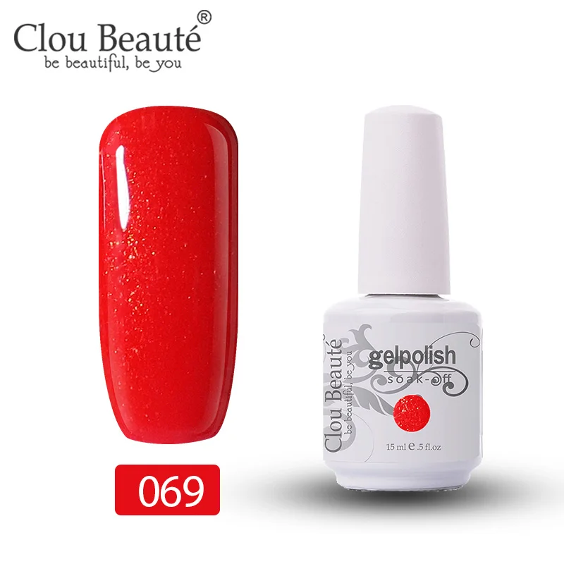 069 Clou Beaute Гель-лак для ногтей 15 мл, грунтовка для ногтей, гель-основа и верхнее покрытие, УФ светодиодный Полупостоянный лак, Гель-лак, замочить от белого - Цвет: 069