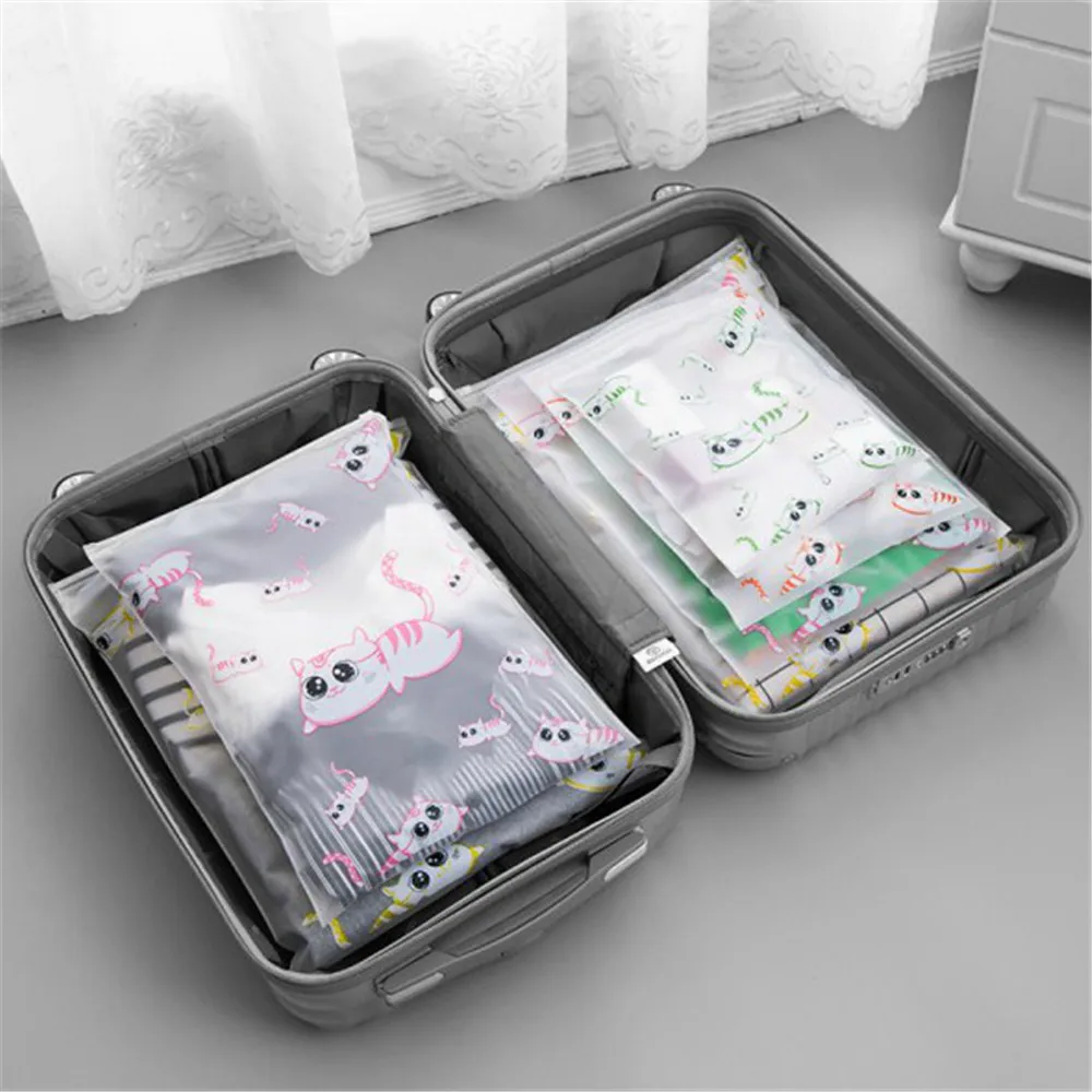 Cute Cat Transparent Cosmetic Bag Travel Makeup Case Women Drawstring Bath Organizer Storage Pouch Toiletry Wash Beaut Kit